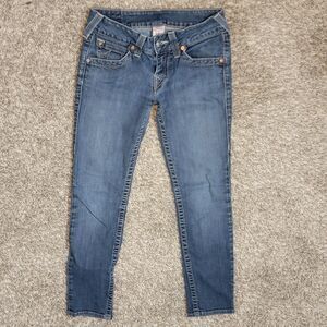 Vtg True Religion Women's Size 28 Juniors Med Wash Skinny Jeans Made in USA Y2K
